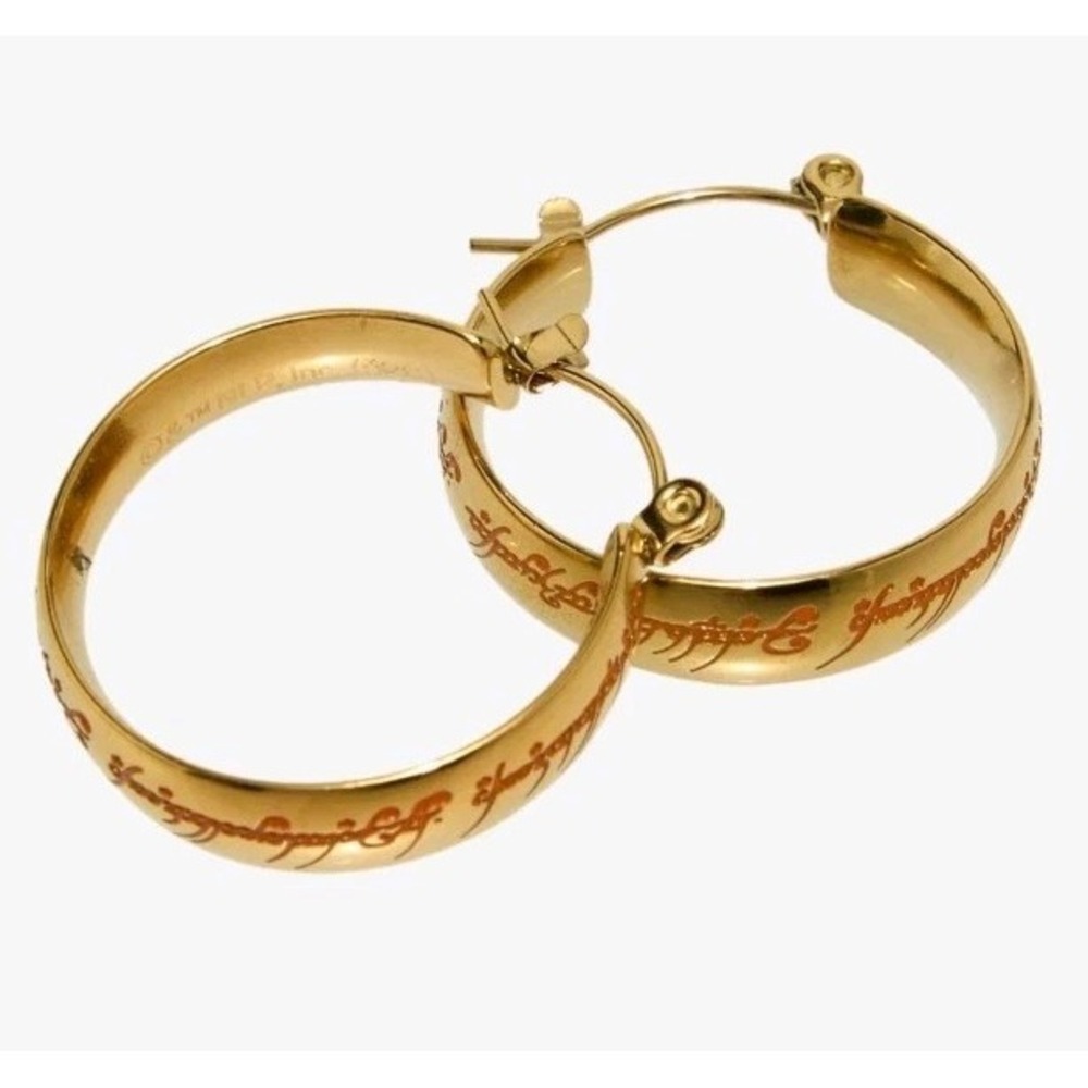 NEW The Lord Of The Rings Glow-In-the-Dark One Ring Earrings 1" Elven Script